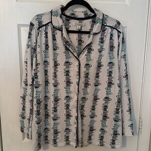 Ellen Tracy Pajamas Size XL Color Blue White Tea Cups Print